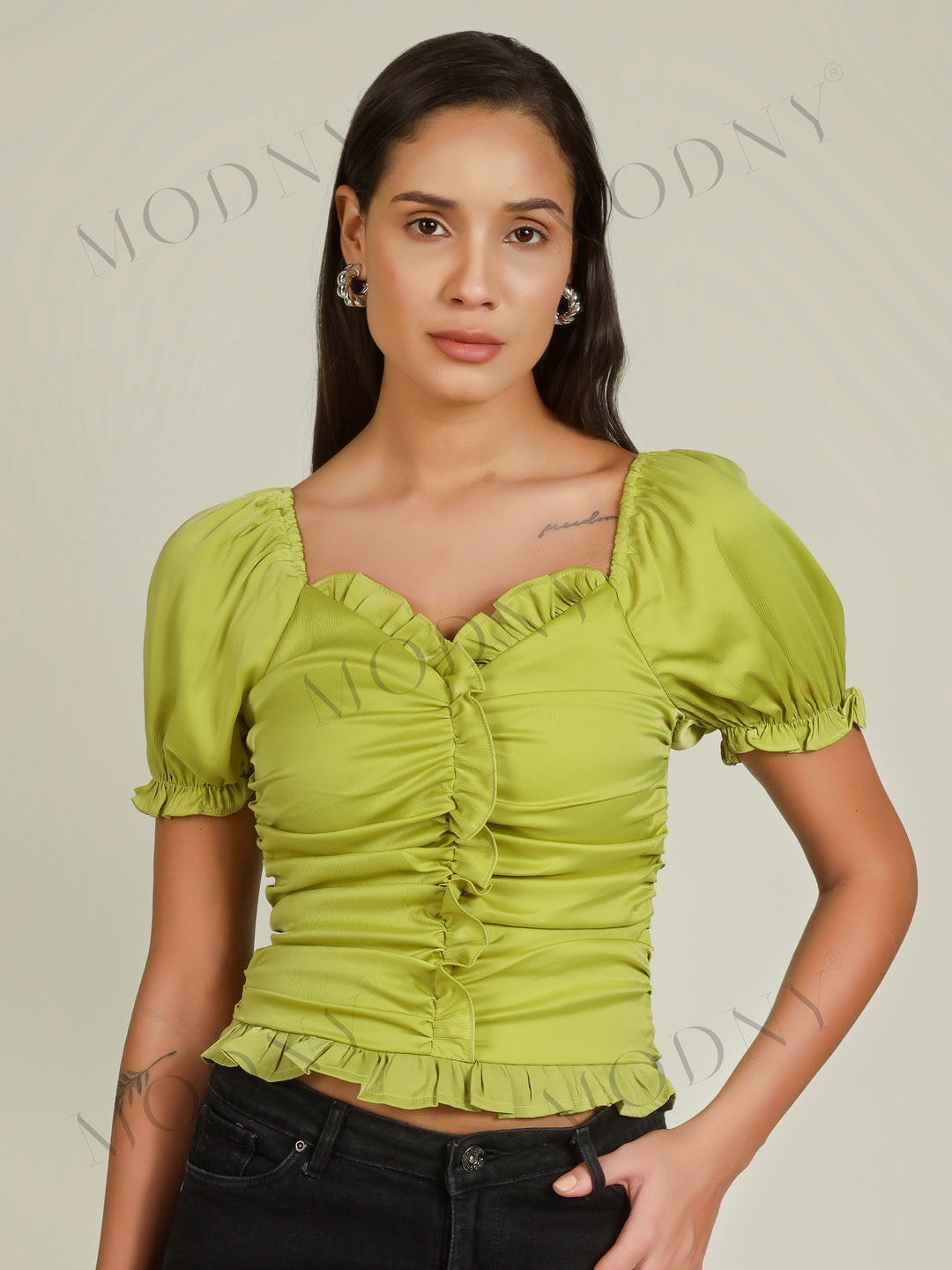 RUFFLE WRAP CROP TOP