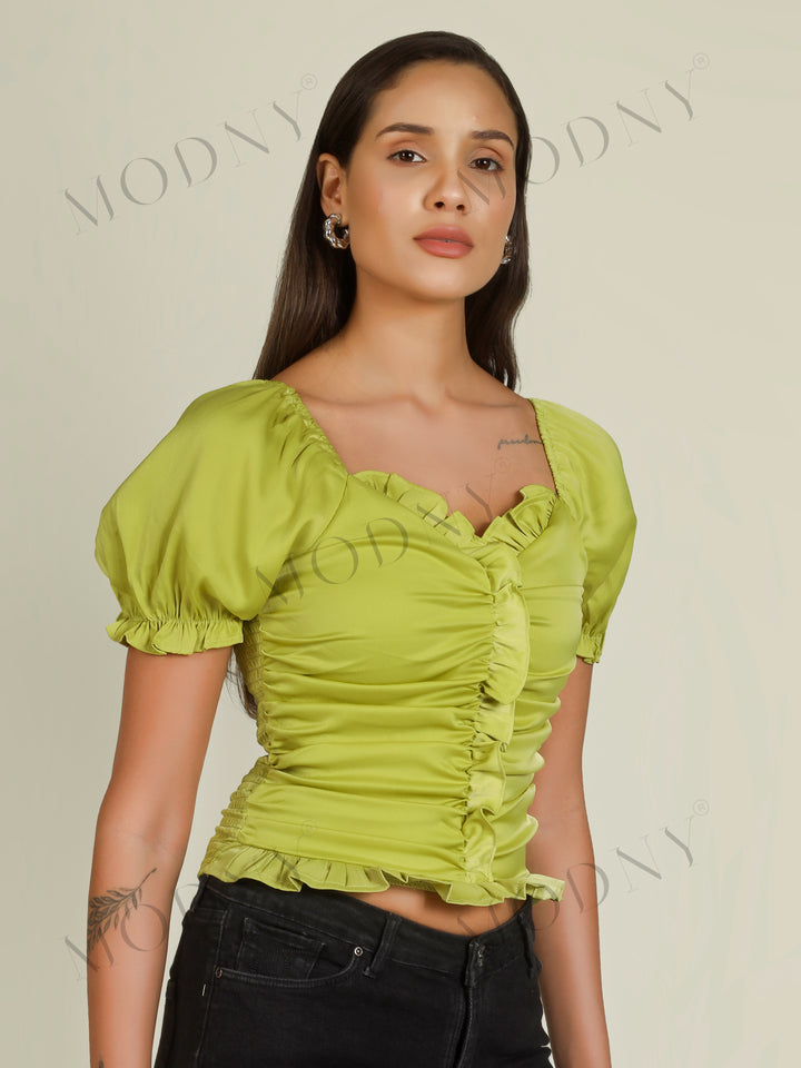 RUFFLE WRAP CROP TOP