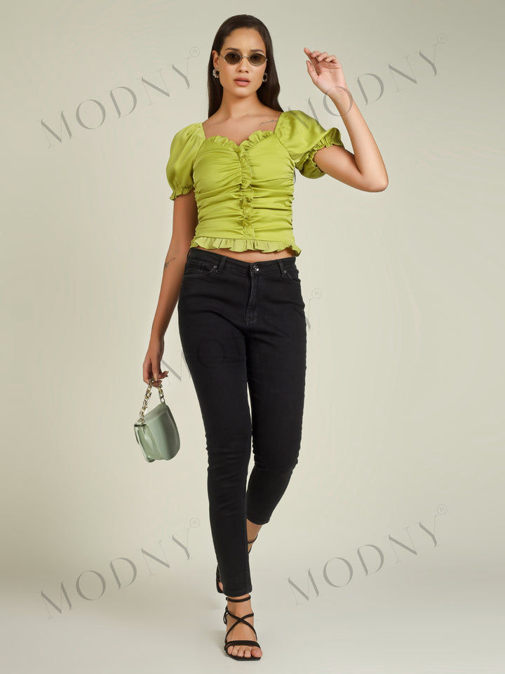 RUFFLE WRAP CROP TOP