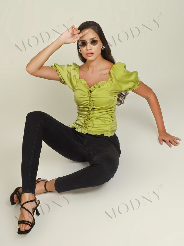 RUFFLE WRAP CROP TOP