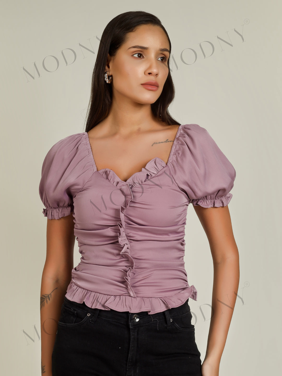 RUFFLE WRAP CROP TOP