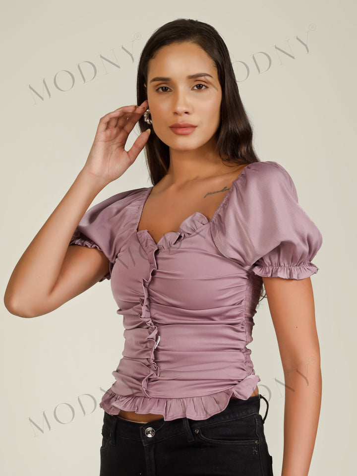 RUFFLE WRAP CROP TOP