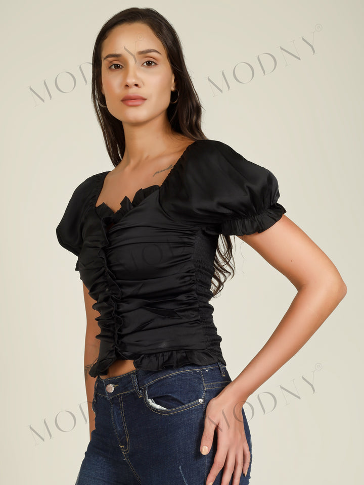 RUFFLE WRAP CROP TOP