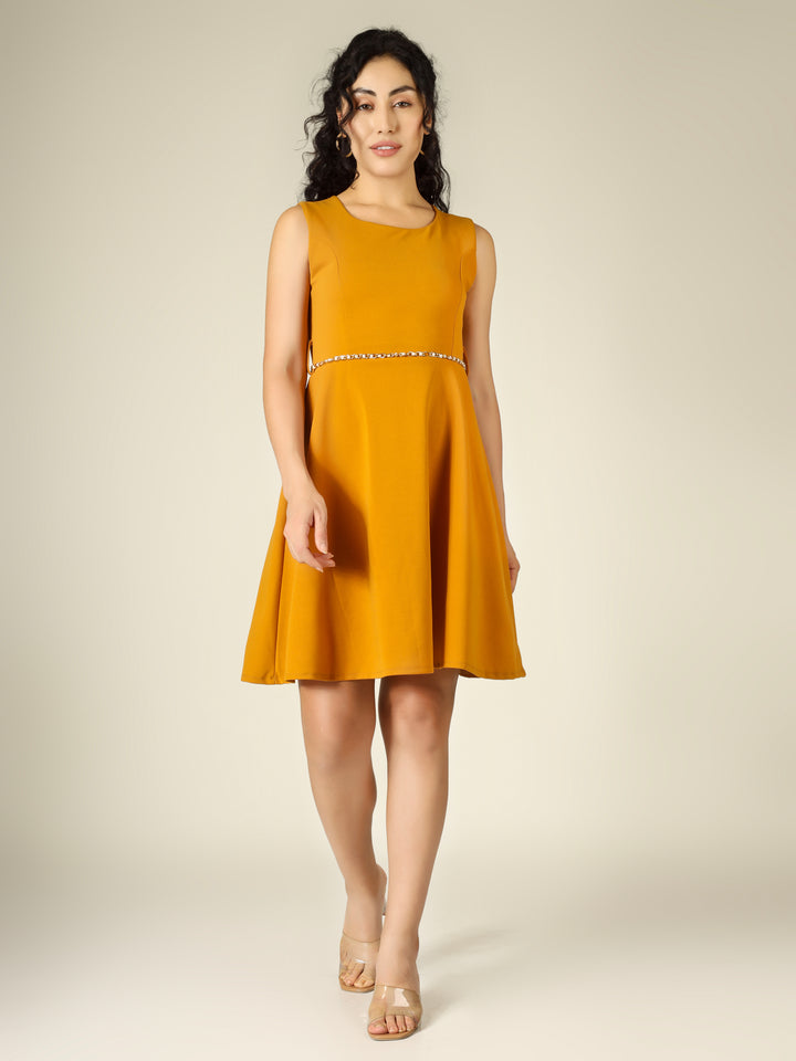 PEARL BELTED MINI DRESS