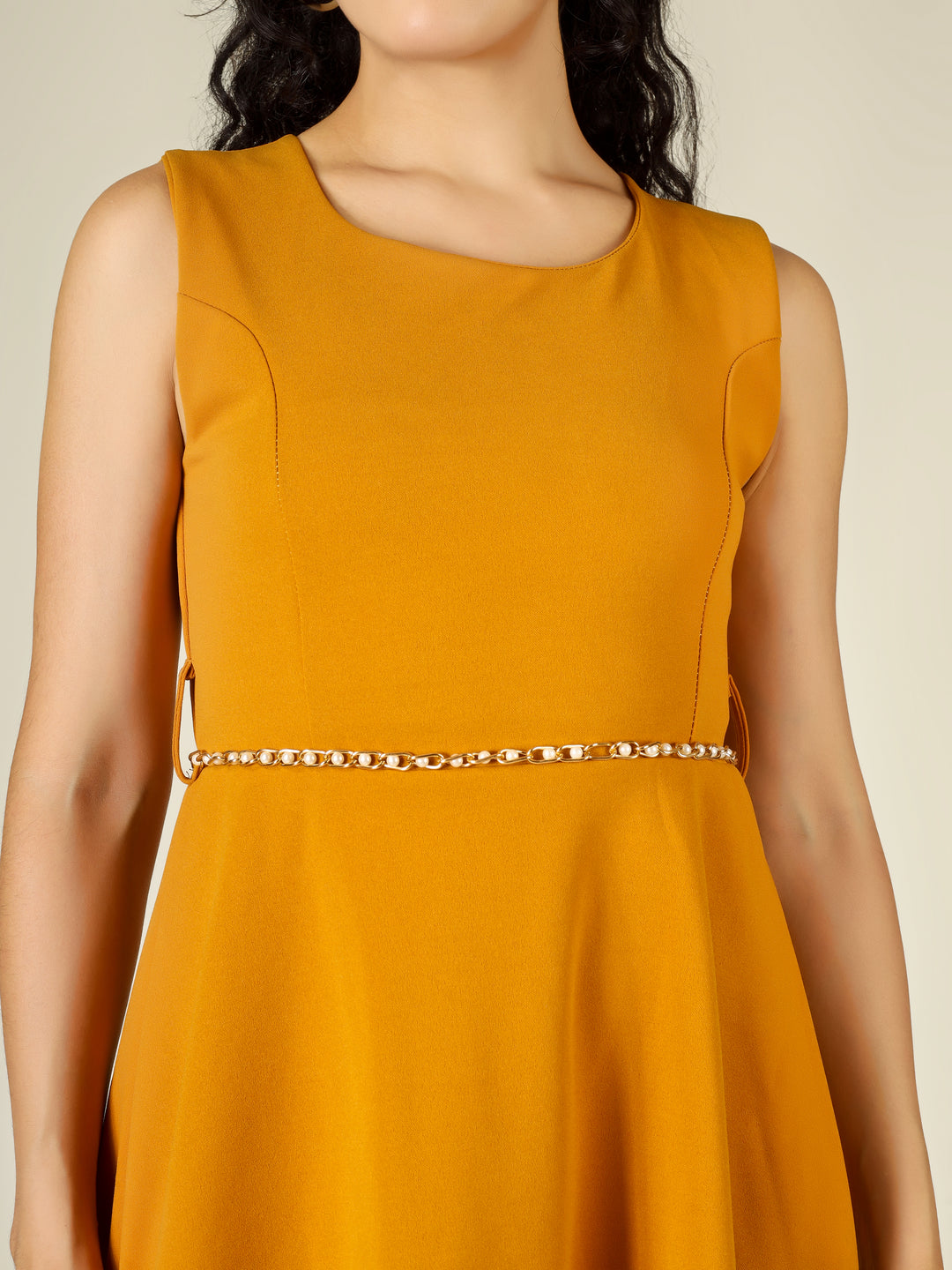 PEARL BELTED MINI DRESS