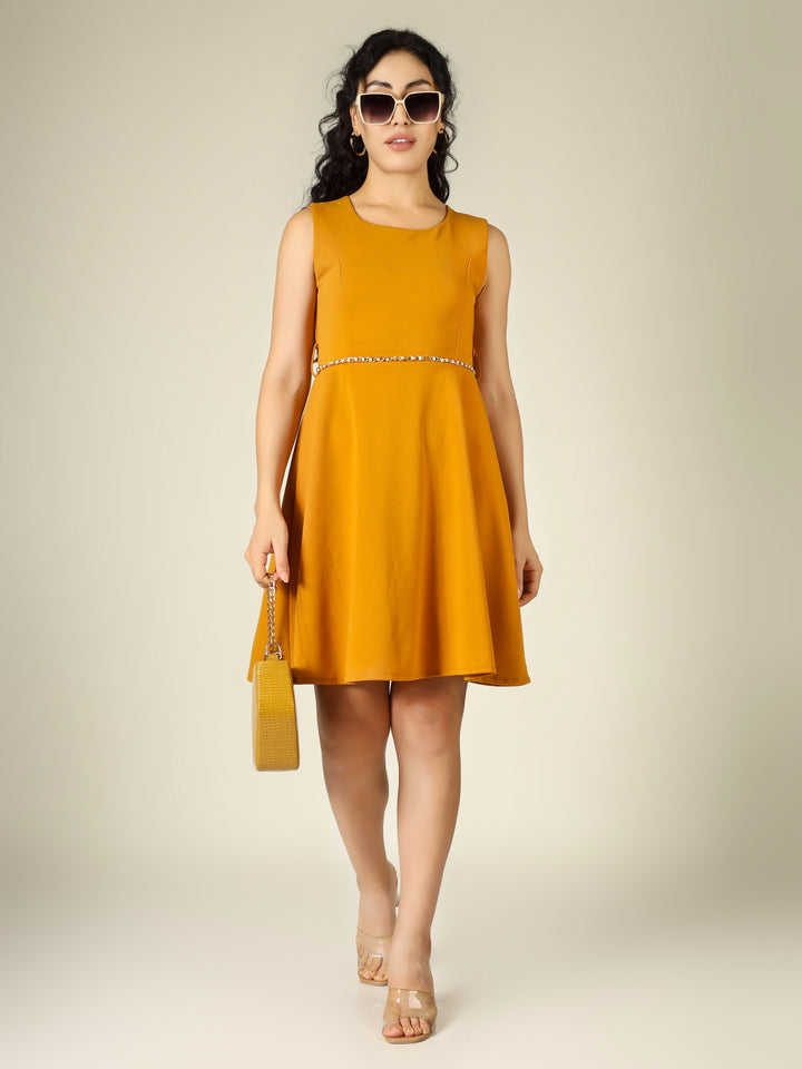PEARL BELTED MINI DRESS