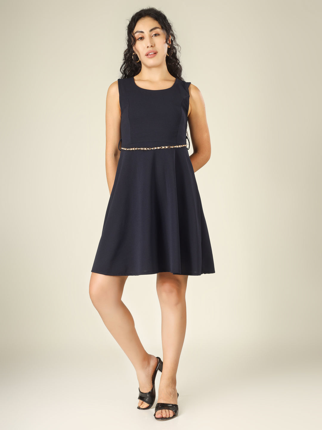 PEARL BELTED MINI DRESS