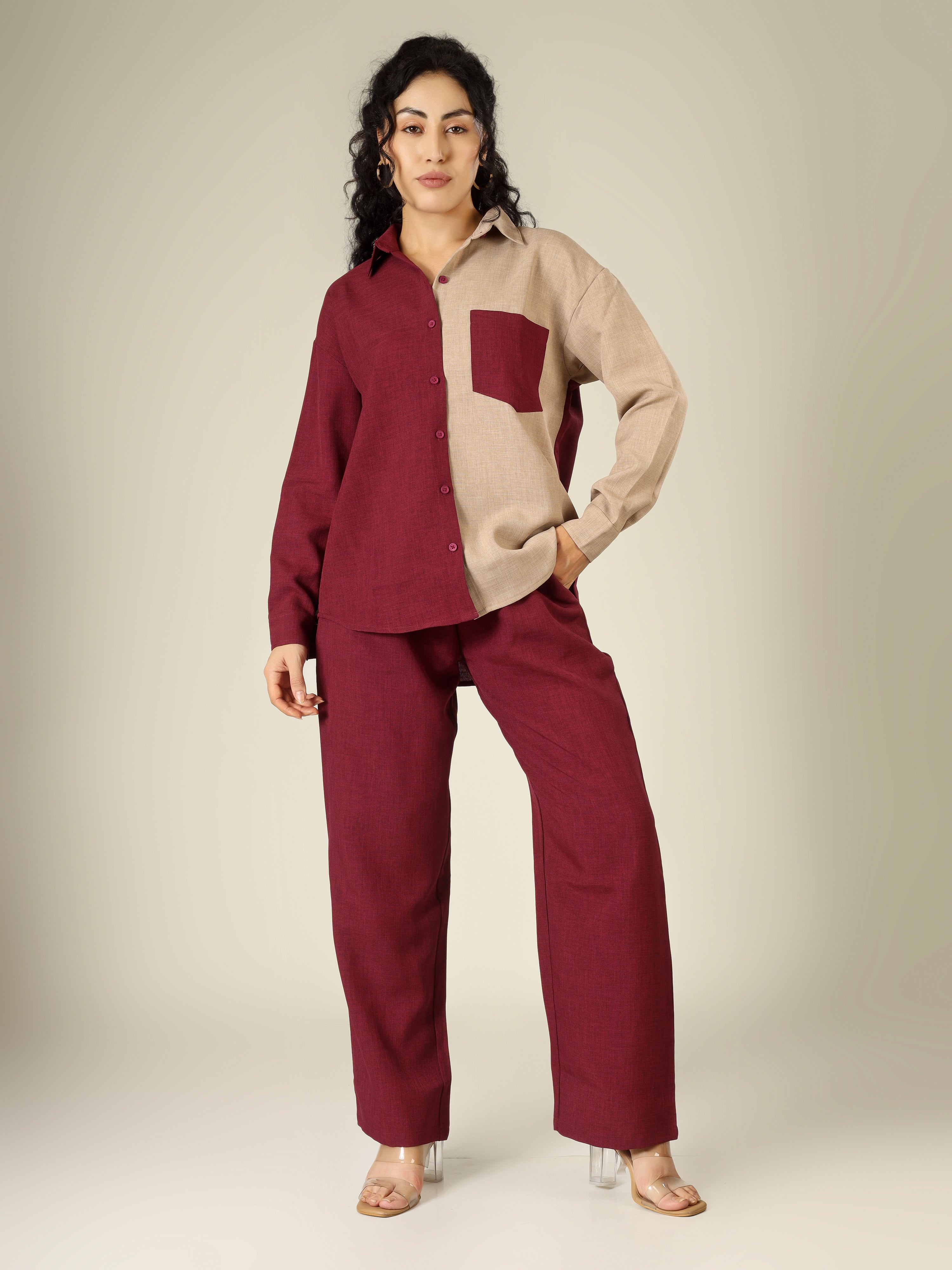 CHIC CONTRAST LINEN CO-ORD SET -NOIR & SAND EDITION