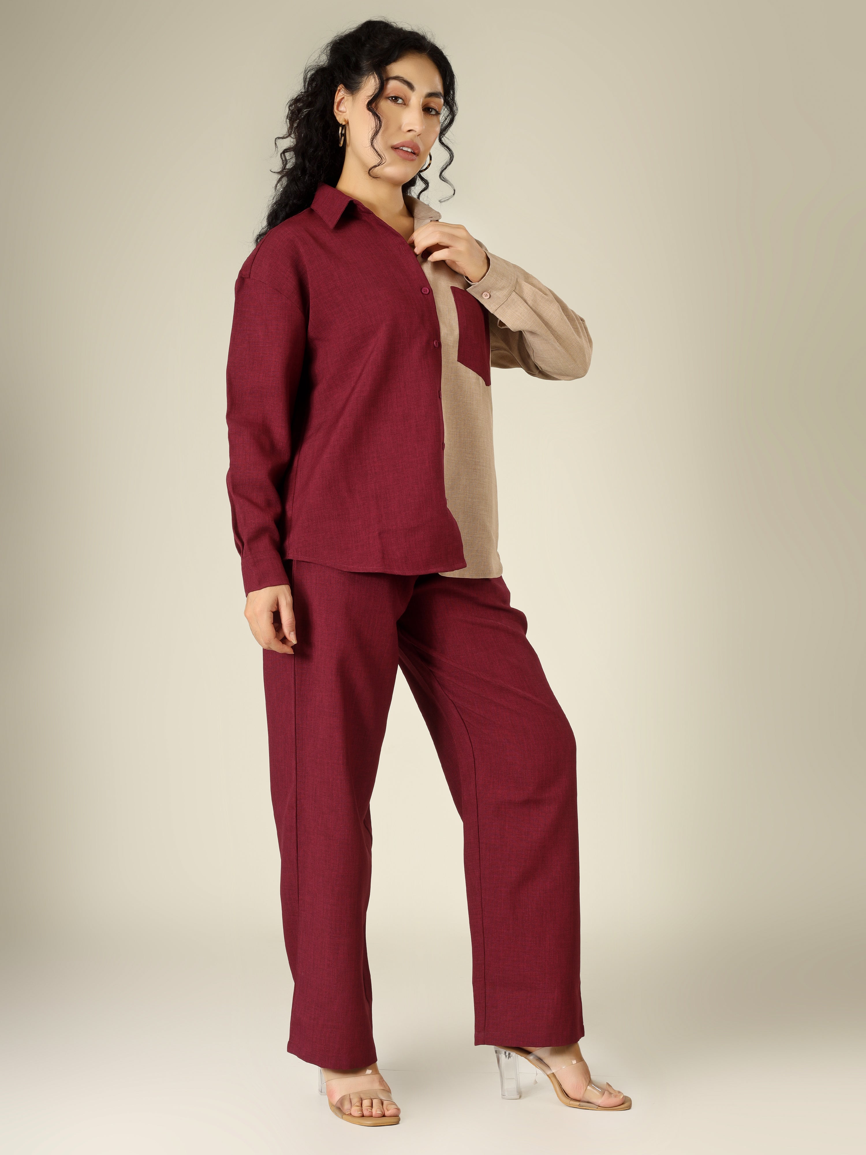 CHIC CONTRAST LINEN CO-ORD SET -NOIR & SAND EDITION