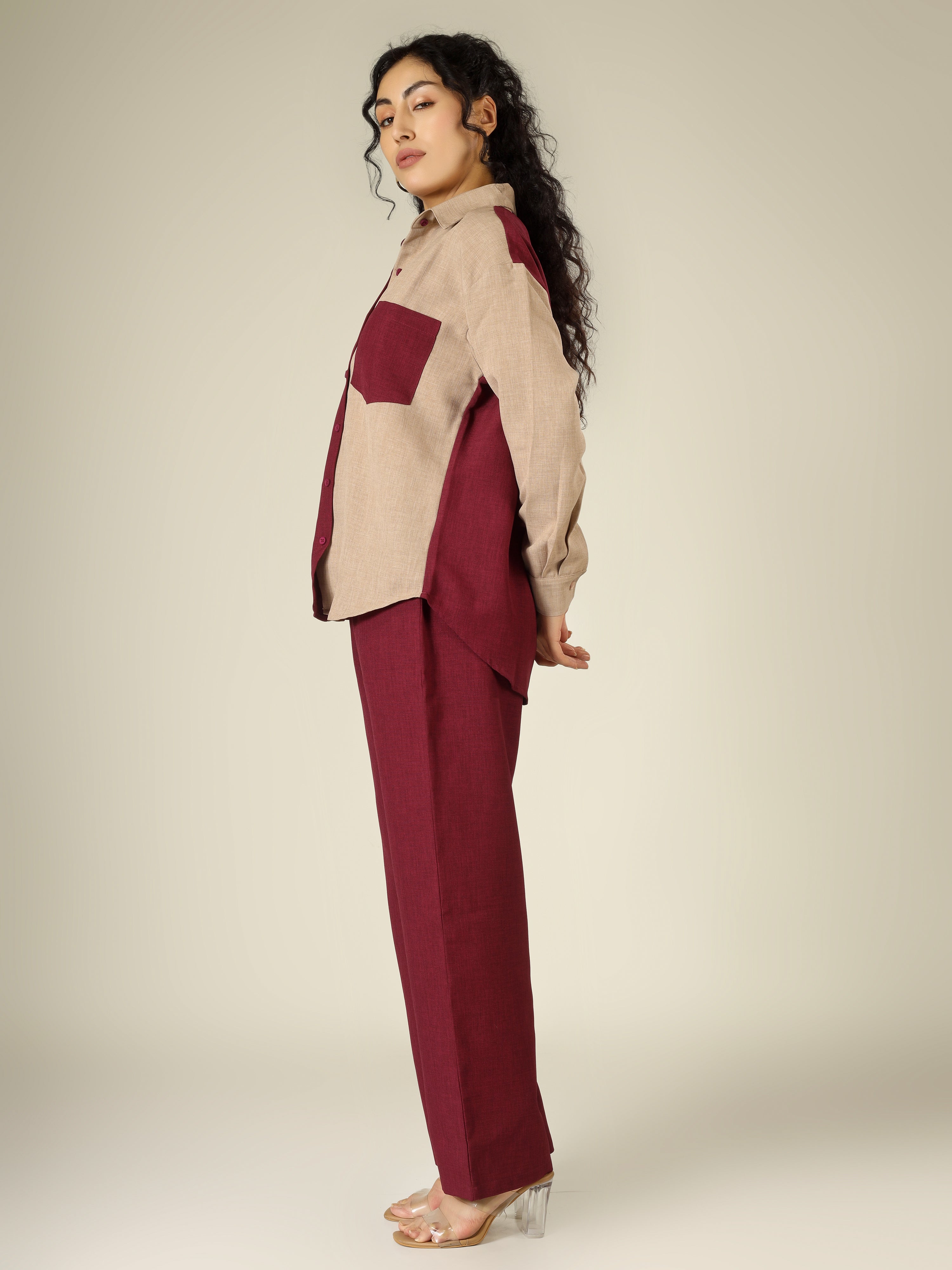 CHIC CONTRAST LINEN CO-ORD SET -NOIR & SAND EDITION