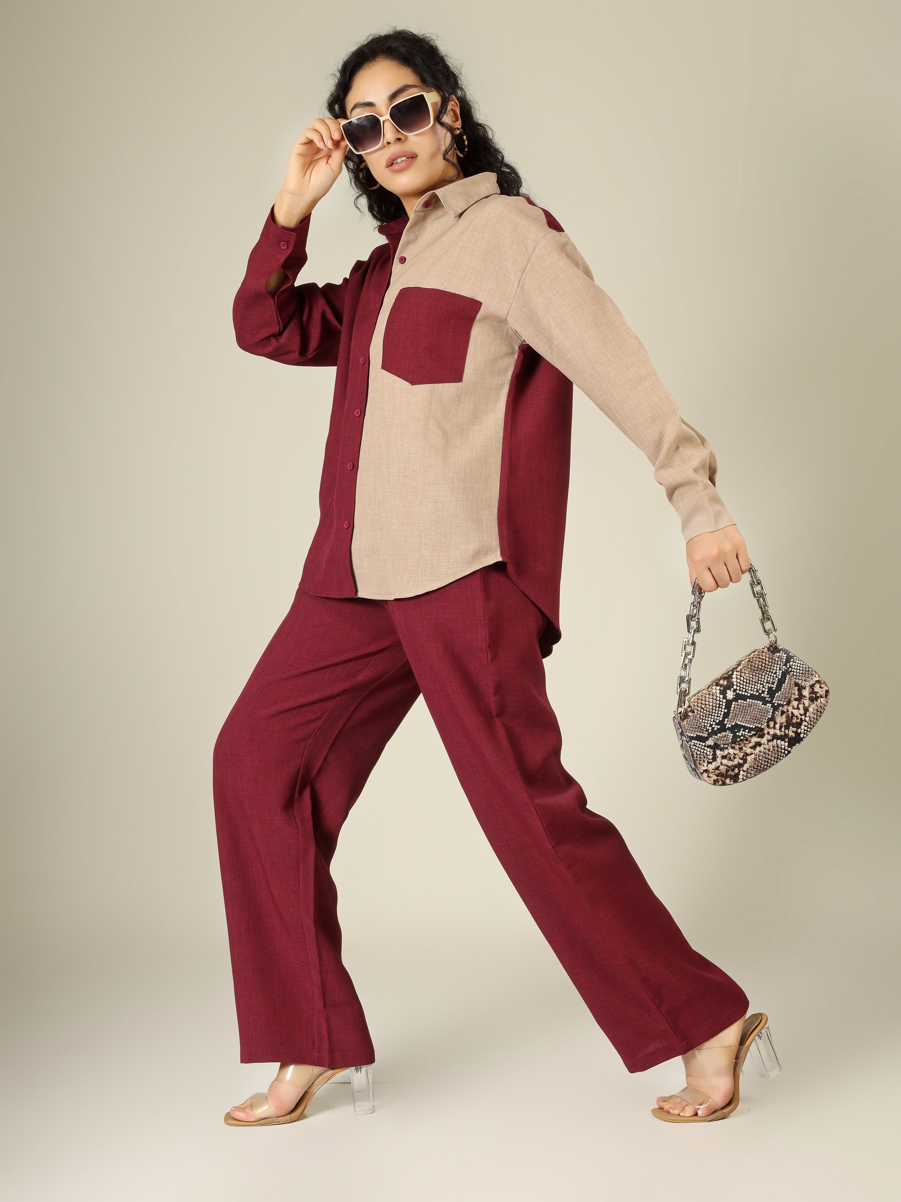 CHIC CONTRAST LINEN CO-ORD SET -NOIR & SAND EDITION