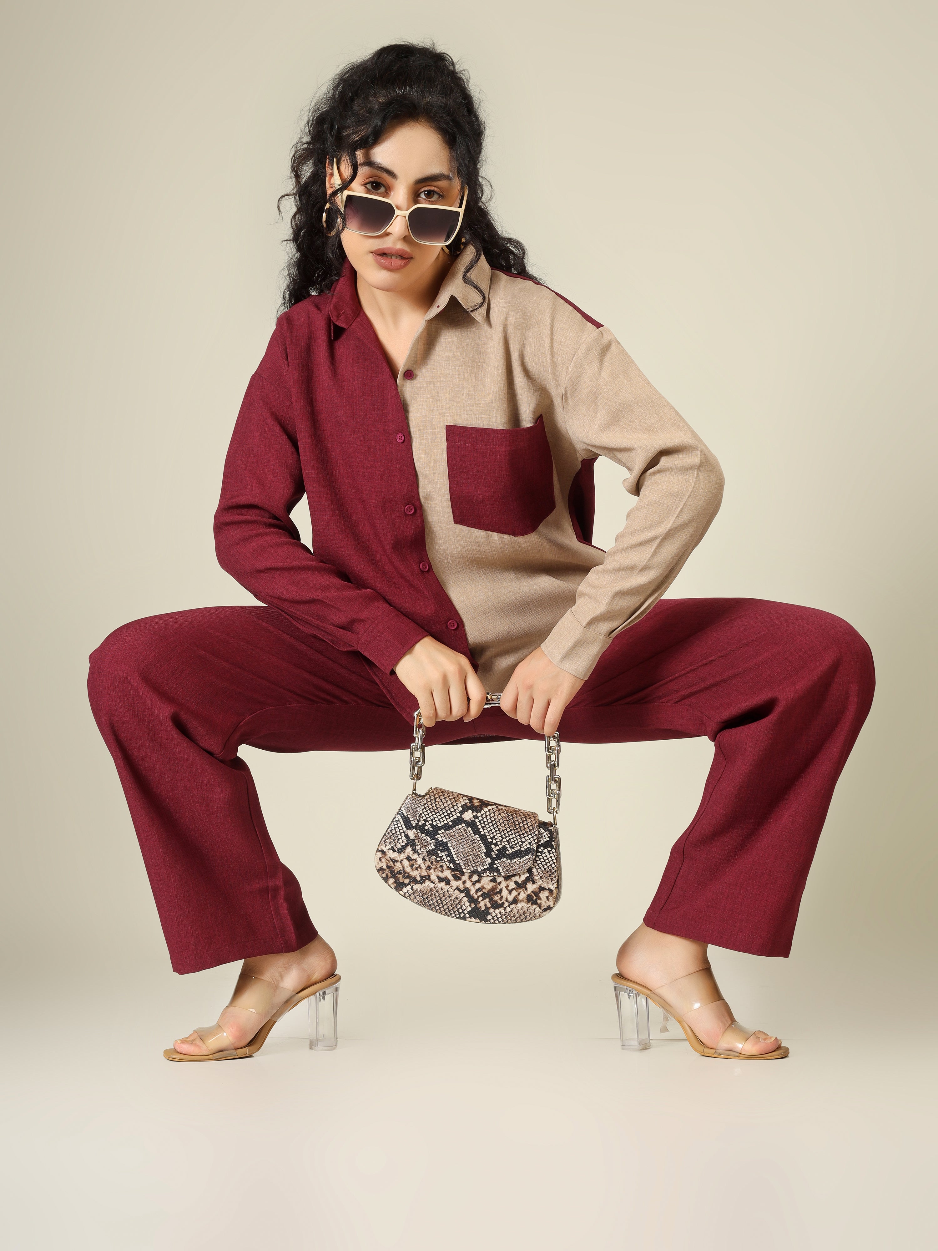 CHIC CONTRAST LINEN CO-ORD SET -NOIR & SAND EDITION
