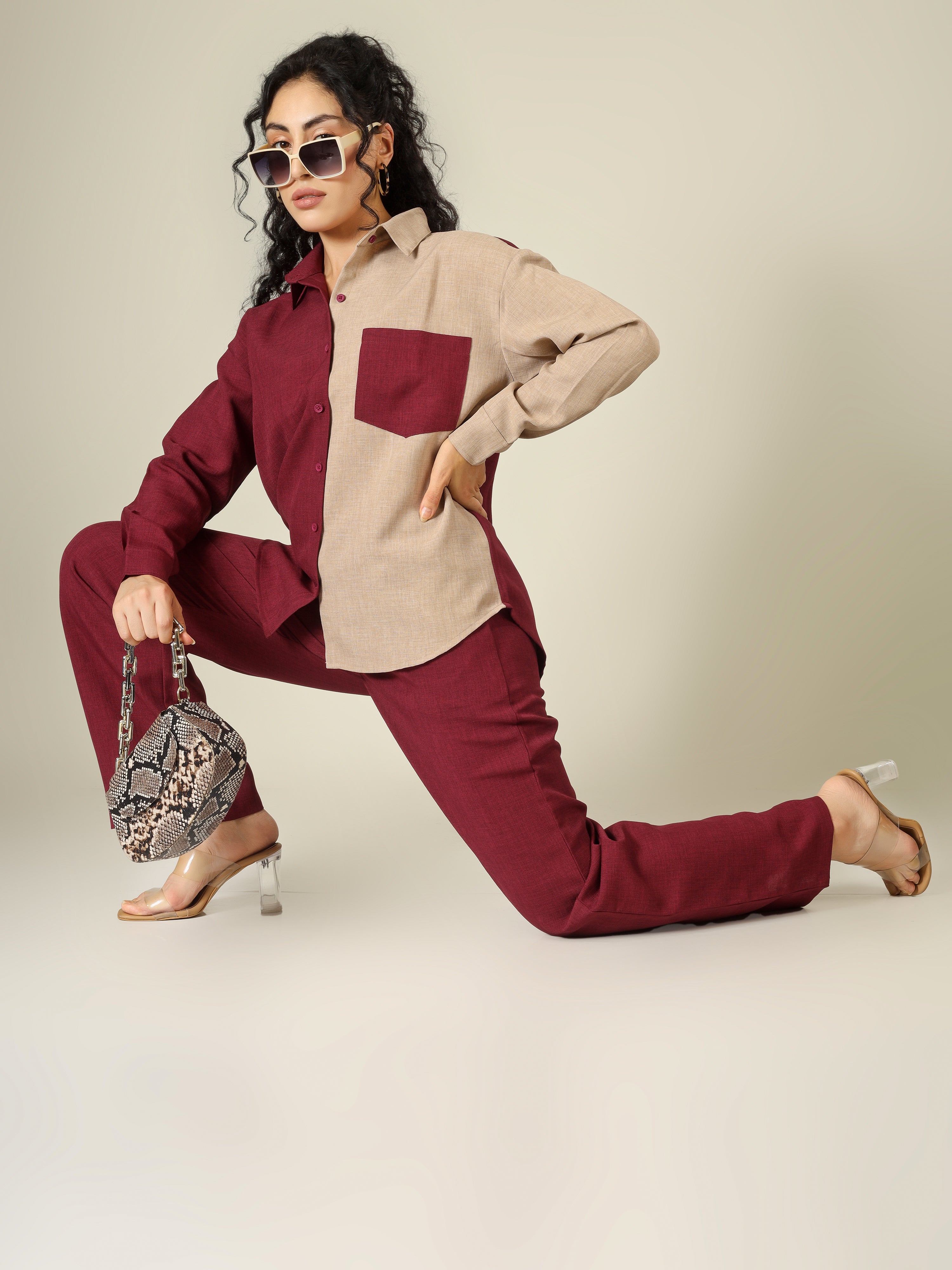 CHIC CONTRAST LINEN CO-ORD SET -NOIR & SAND EDITION