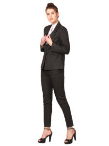 COTTON NOTCHED LAPEL COLLAR BLACK BLAZER