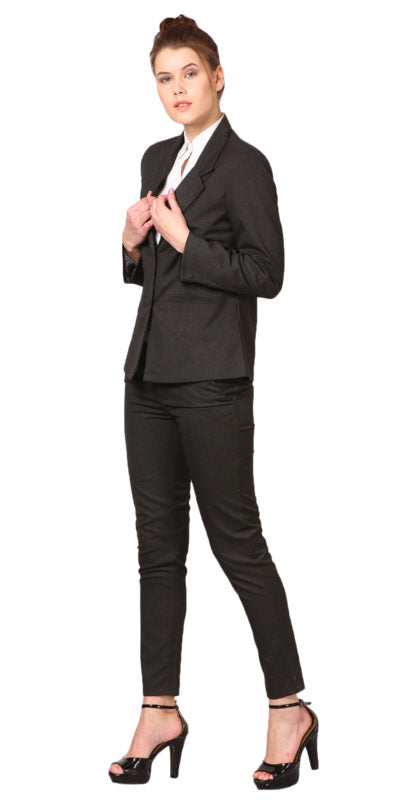 COTTON NOTCHED LAPEL COLLAR BLACK BLAZER