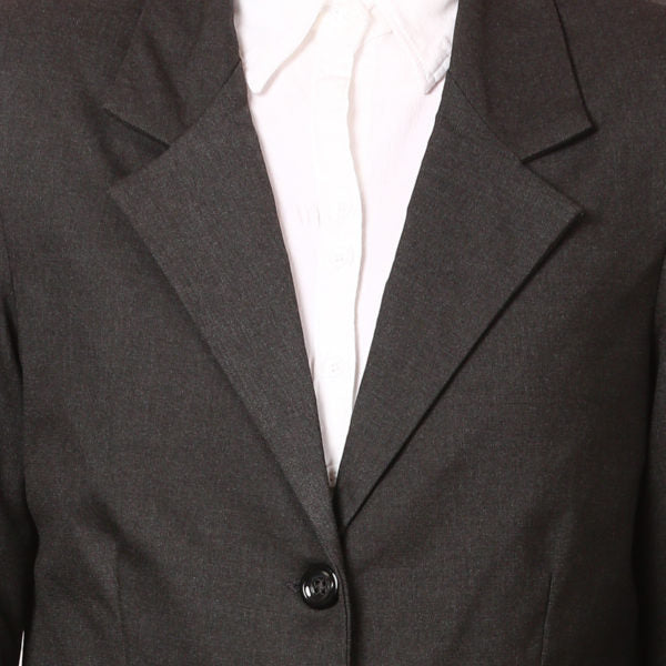 COTTON NOTCHED LAPEL COLLAR BLACK BLAZER