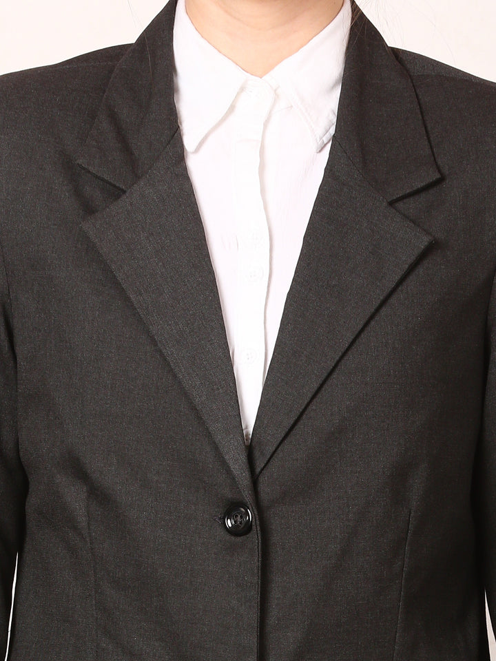 COTTON NOTCHED LAPEL COLLAR BLACK BLAZER