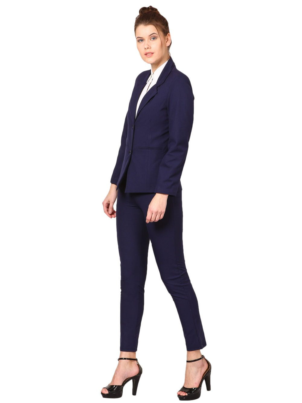 COTTON NOTCHED LAPEL COLLAR NAVY BLUE BLAZER
