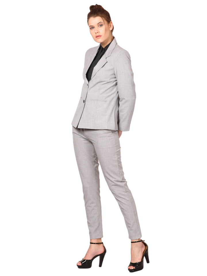 COTTON NOTCHED LAPEL COLLAR LIGHT GREY BLAZER