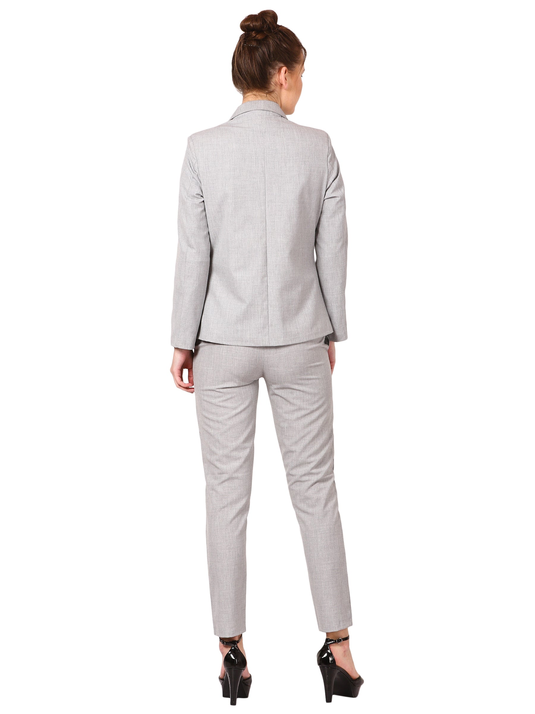 COTTON NOTCHED LAPEL COLLAR LIGHT GREY BLAZER