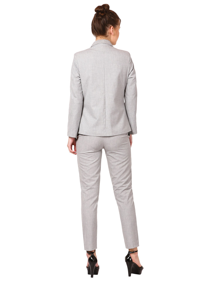COTTON NOTCHED LAPEL COLLAR LIGHT GREY BLAZER