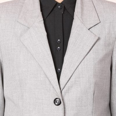 COTTON NOTCHED LAPEL COLLAR LIGHT GREY BLAZER