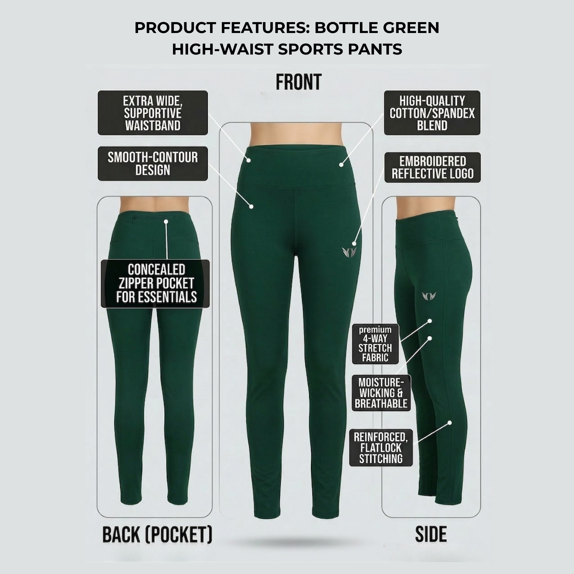 FlexFit Sports Pants Bottle Green
