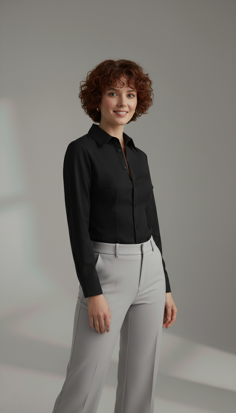 BLACK CLASSIC COTTON LONG-SLEEVE FORMAL SHIRT
