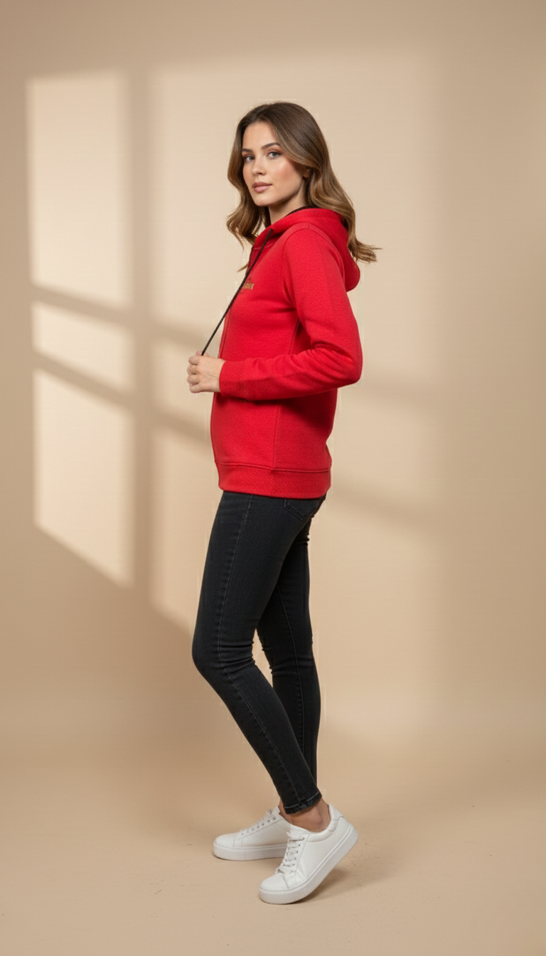 Multi Print Red Zipper Hoodie
