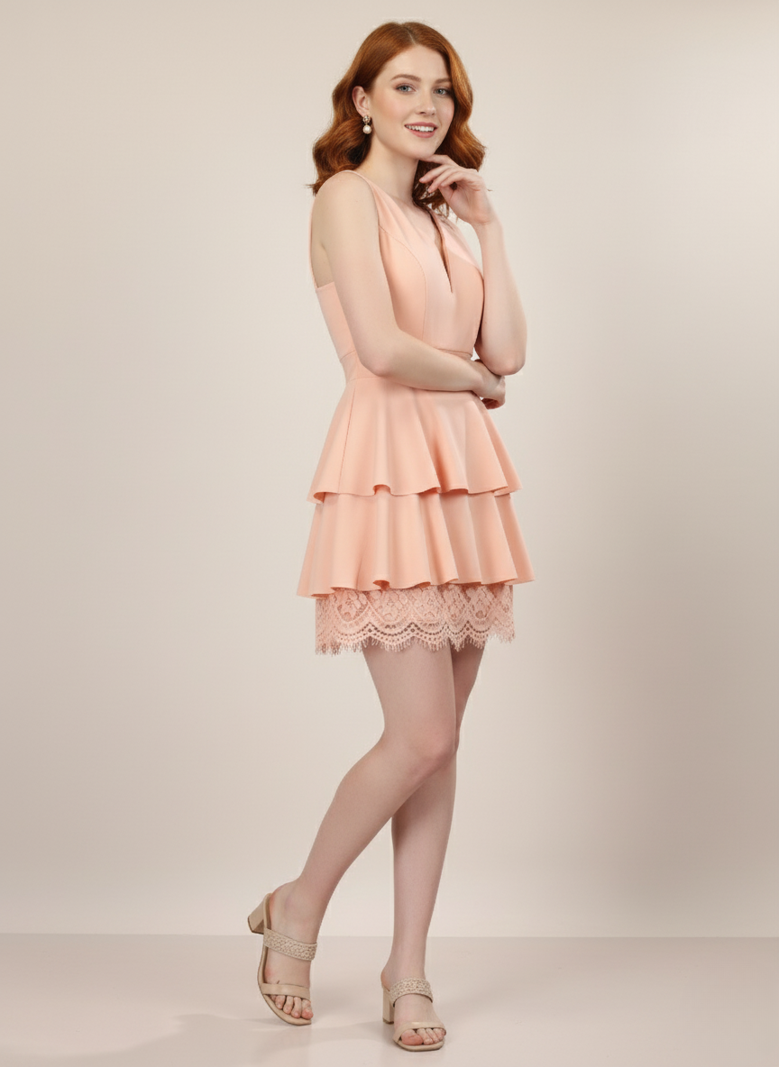 GOLDEN BLOOM PEPLUM MINI DRESS