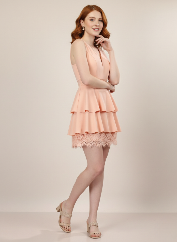 GOLDEN BLOOM PEPLUM MINI DRESS