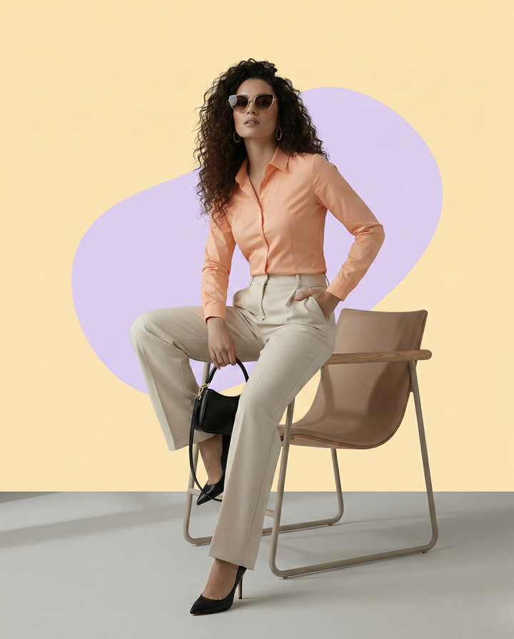 PEACH CLASSIC COTTON LONG-SLEEVE FORMAL SHIRT