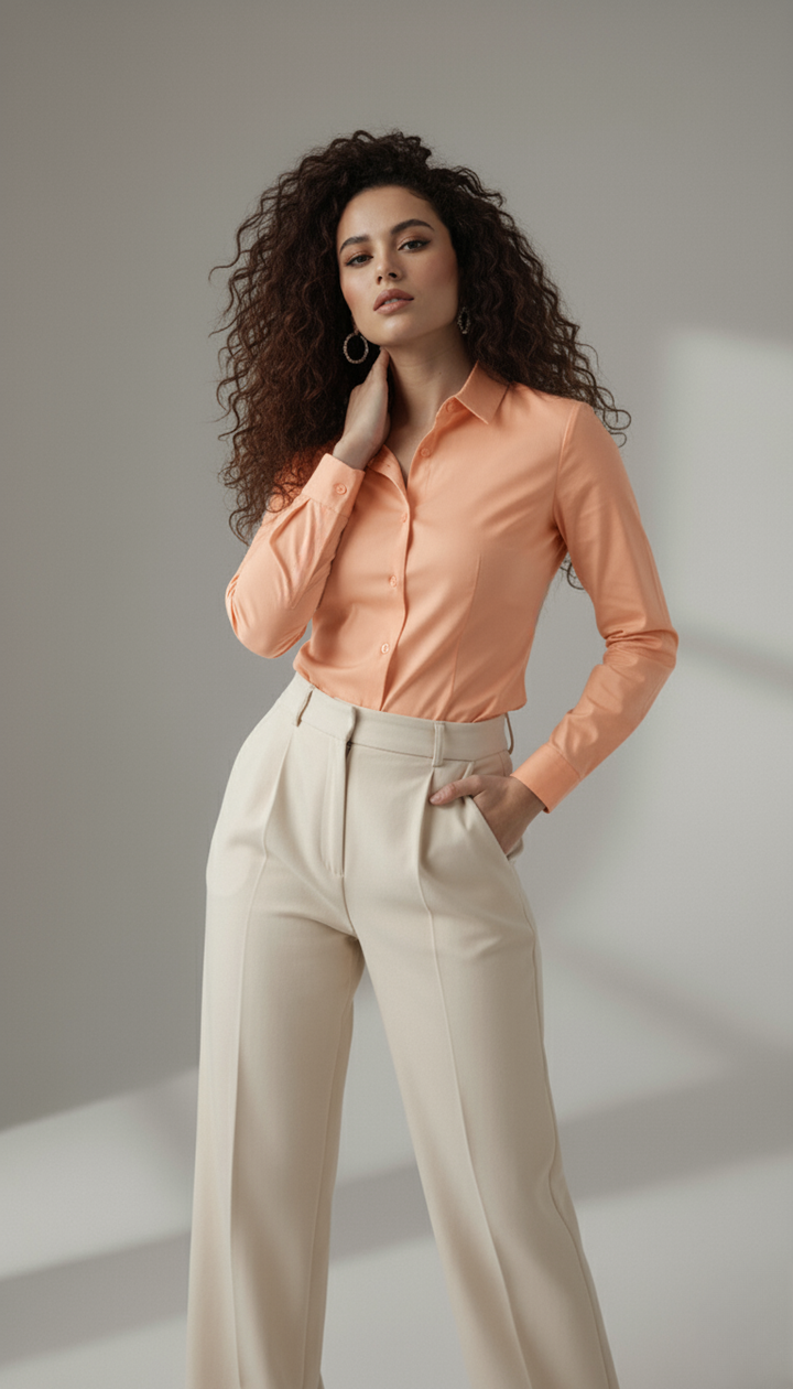PEACH CLASSIC COTTON LONG-SLEEVE FORMAL SHIRT