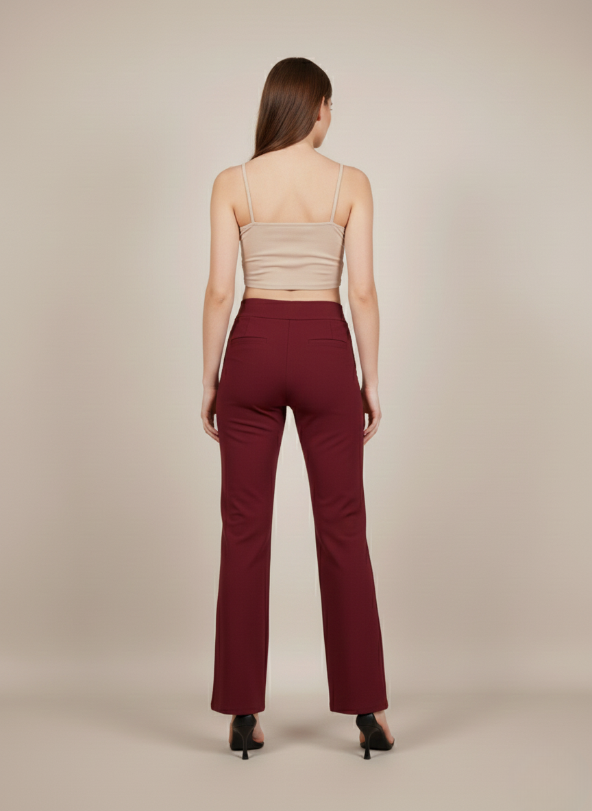 URBAN CONTOUR BELL BOTTOM HIGH WAIST WINE JEGGING