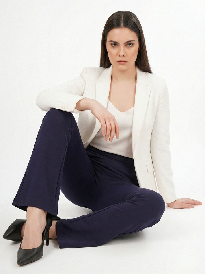 URBAN CONTOUR BELL BOTTOM HIGH WAIST NAVY BLUE TROUSER