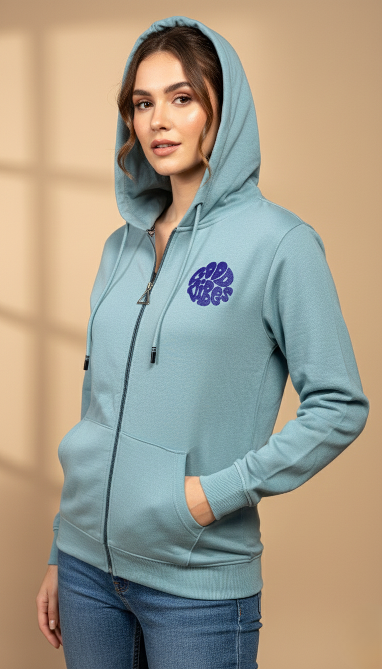 Teal Zipper Hoodie