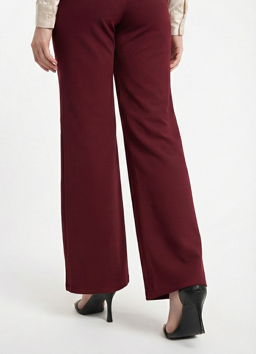 URBAN CONTOUR BELL BOTTOM HIGH WAIST CHERRY LACQUER TROUSER