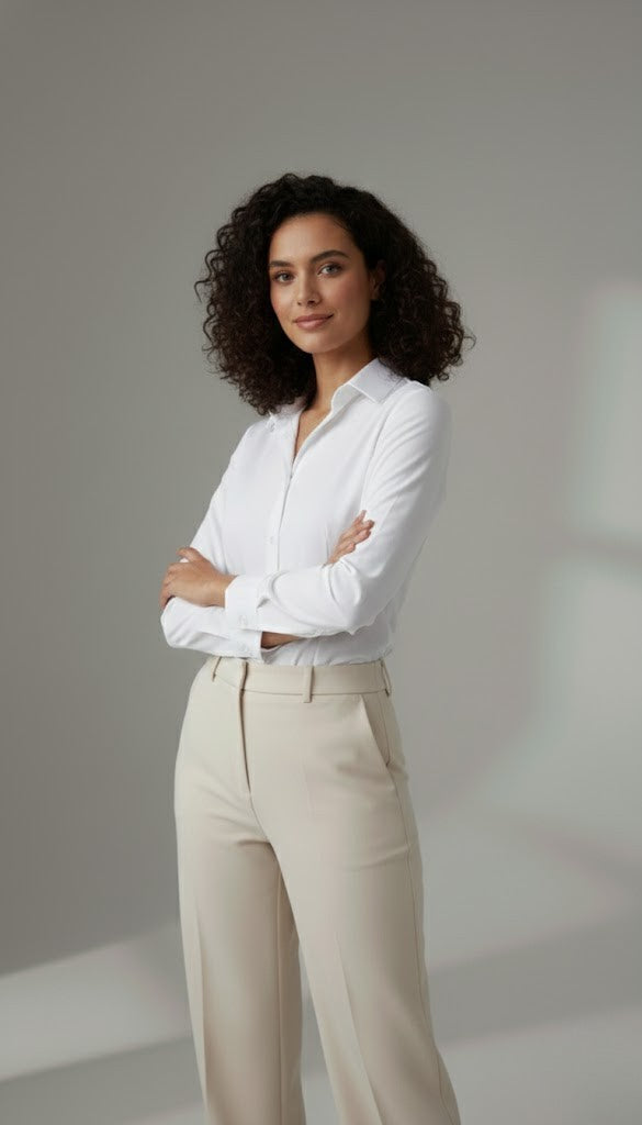 WHITE CLASSIC COTTON LONG-SLEEVE FORMAL SHIRT