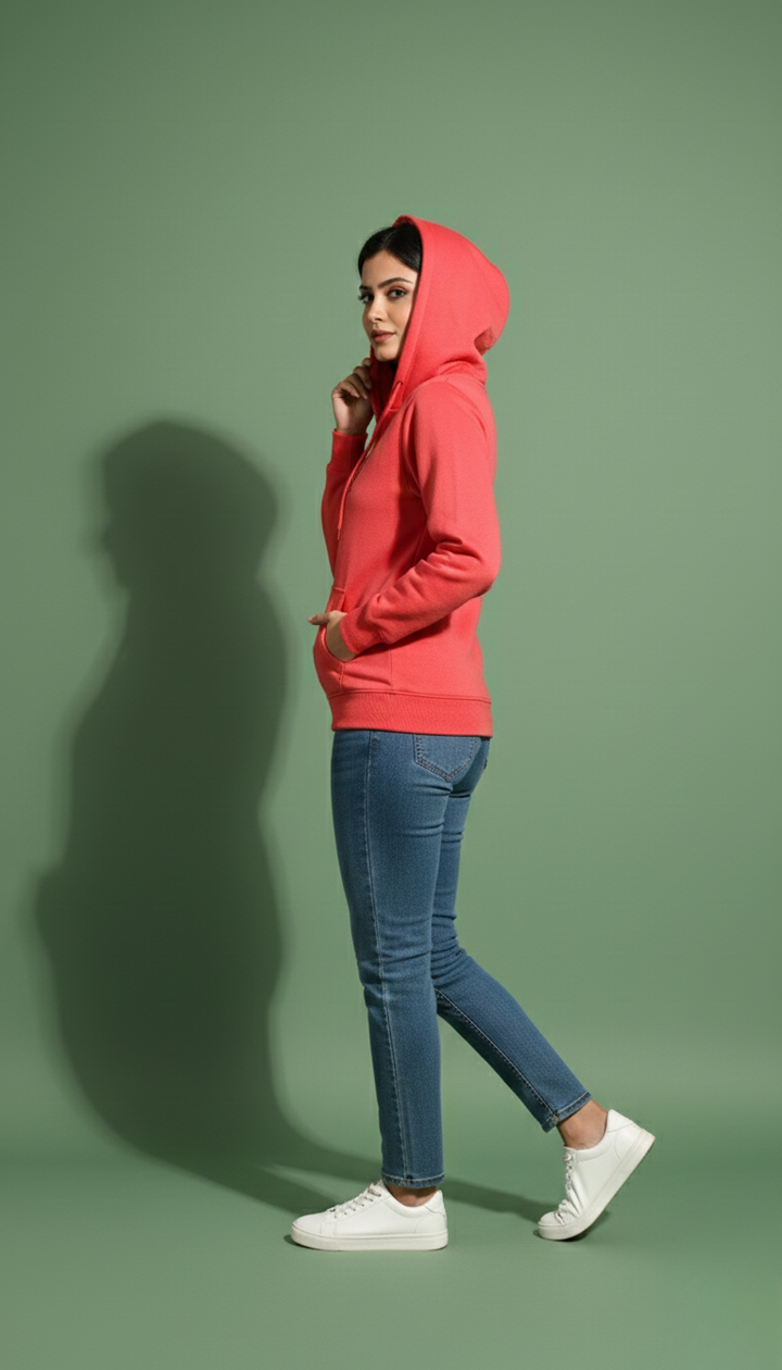 Multi Print Red Zipper Hoodie