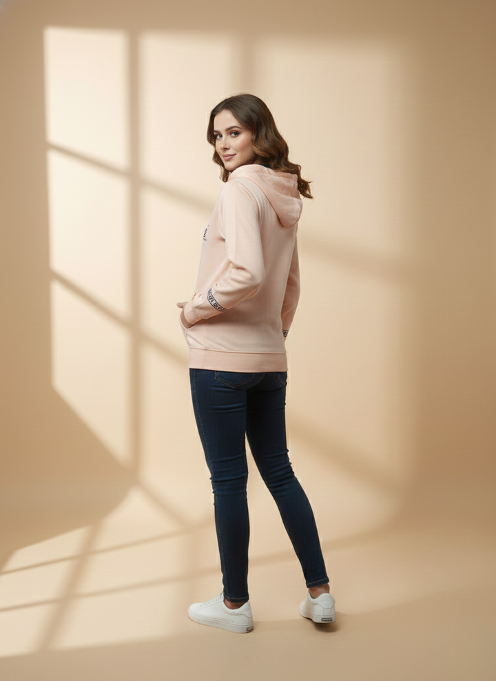 Vibrant Peach Zipper Hoodie
