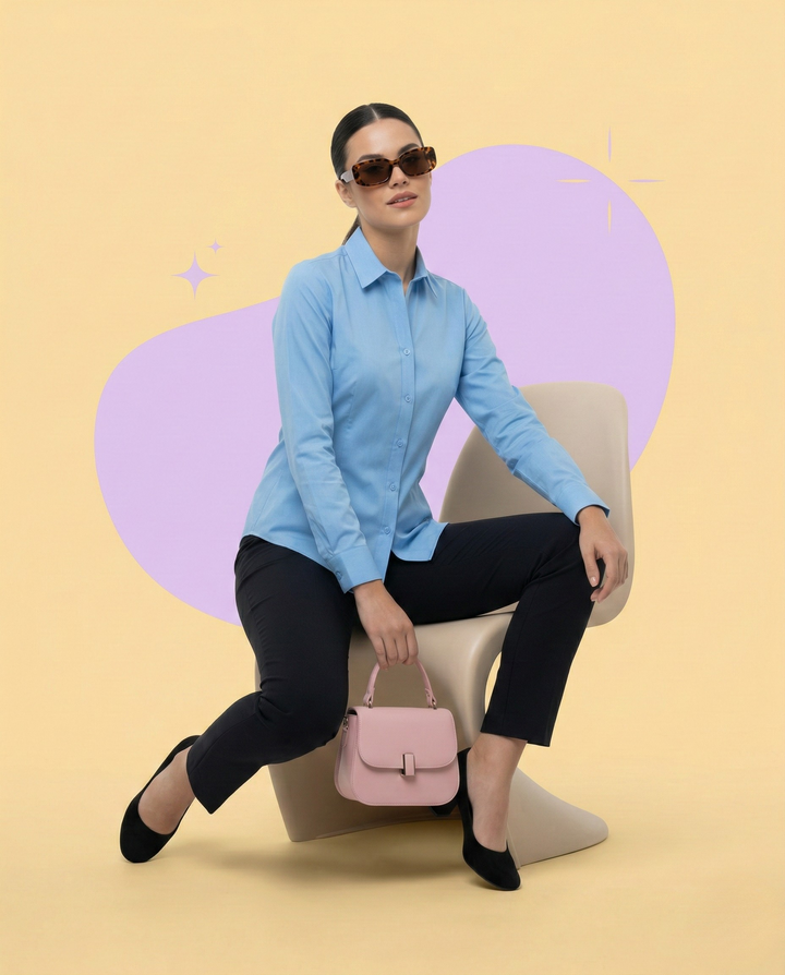 SKY BLUE CLASSIC COTTON LONG-SLEEVE FORMAL SHIRT