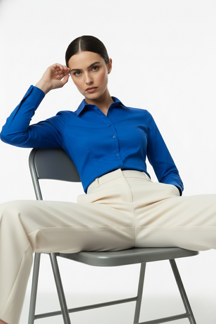 ROYAL BLUE CLASSIC COTTON LONG-SLEEVE FORMAL SHIRT