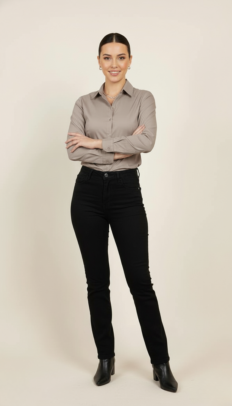 DARK GRAY CLASSIC COTTON LONG-SLEEVE FORMAL SHIRT