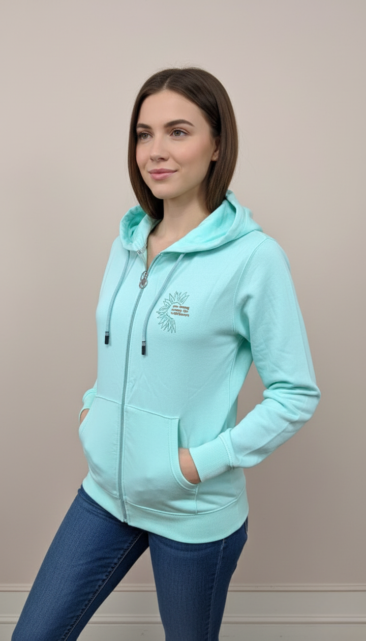 Sea Green Zipper Hoodie