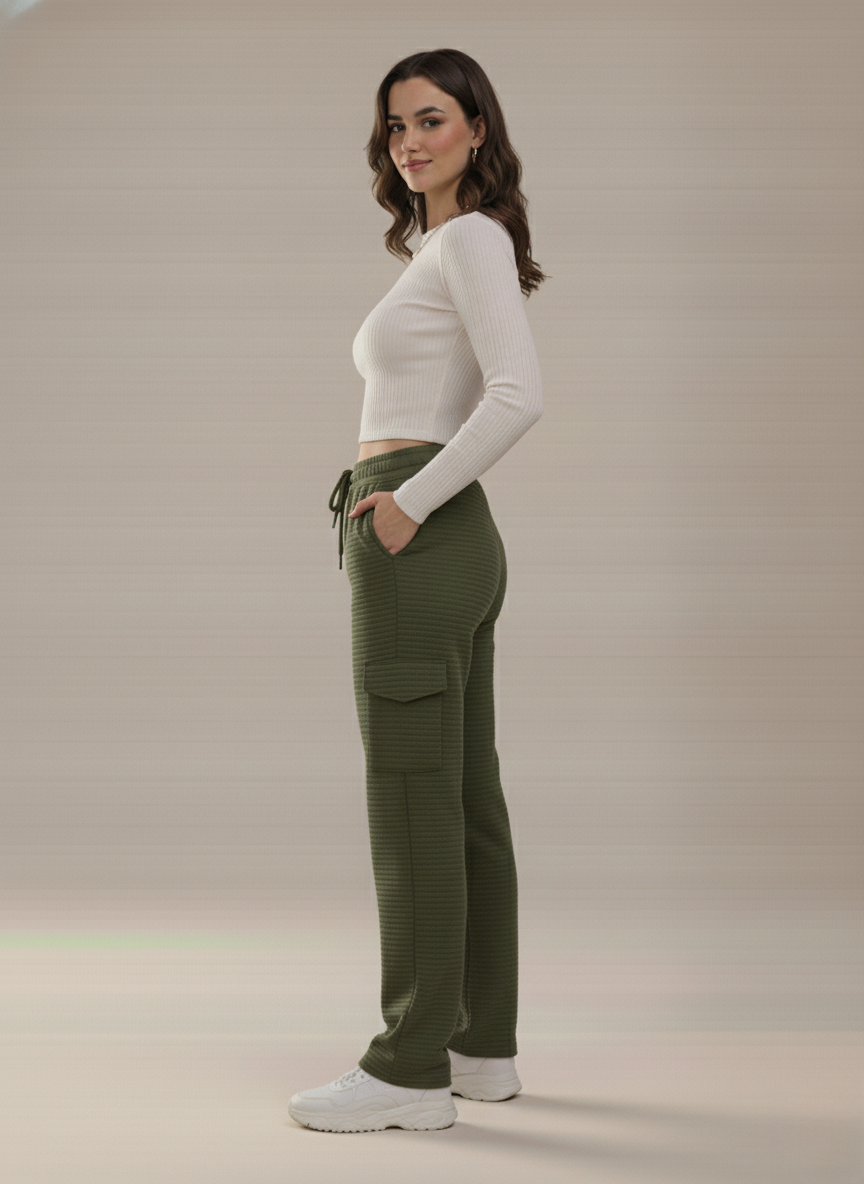 CARGO POCKET FLEECE TRACK PANTS