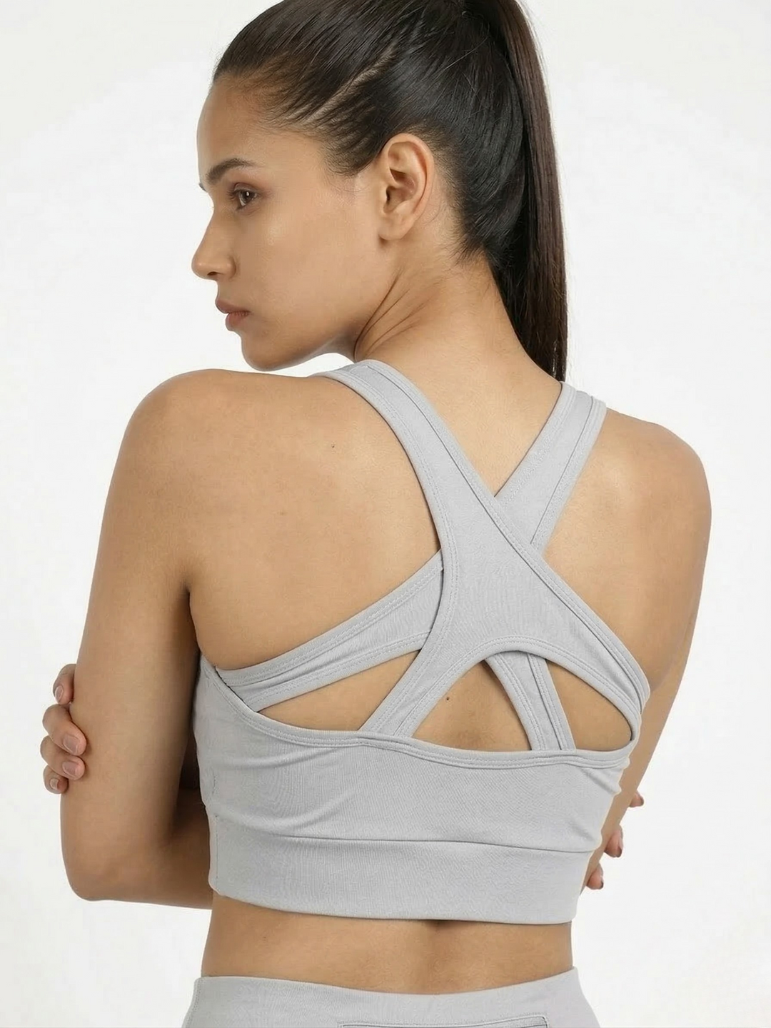 CrissCross Sports Bra Grey