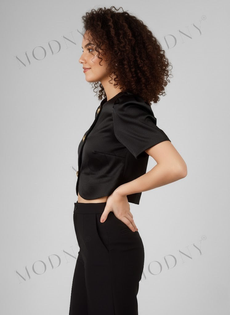 SILKEN GLEAM SATIN TOP