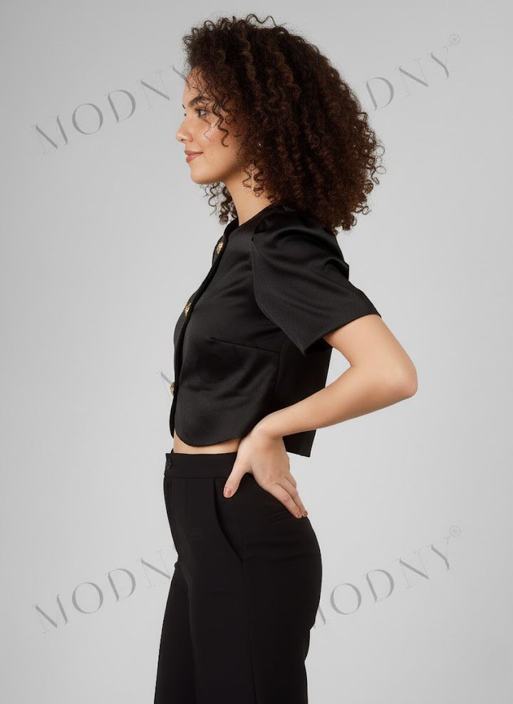 SILKEN GLEAM SATIN TOP