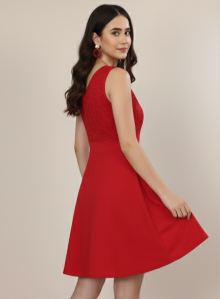 ROSE ALLURE TEXTURED MINI DRESS