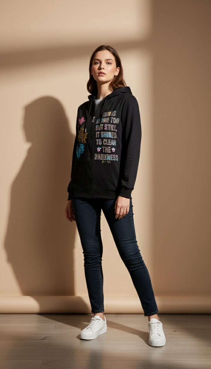 Black Zipper Hoodie